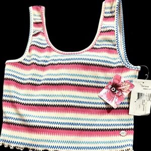 Roxy Cropped Colorful Tank Beachy Skater Boho Cute Girly Flirty Y2K Retro XS